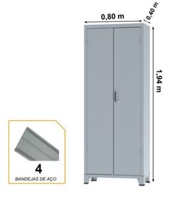side image for Armário de Aço c/ 02 portas – PA 80 – 1,98×0,80×0,40m – CHAPA # 26 - 1