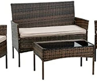 side image for Set Terraza Ratan Con Mesa Vidrio Templado - 1
