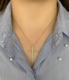 side image for Collar cruz grande dorada - 1