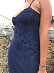 side image for Vestido midi azul oxford - 3
