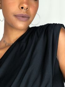 side image for Vestido preto drapeado - 2