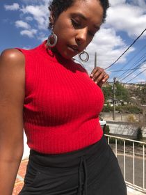 side image for Blusa canelada gola média  - 1