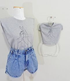 side image for T-shirt pet Cinza - 1