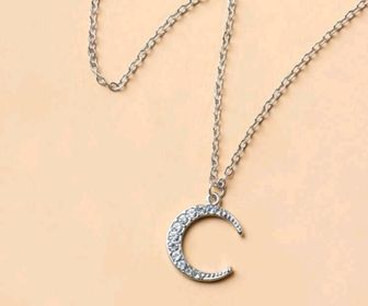 side image for Colar de strass com pingente de Lua  - 1