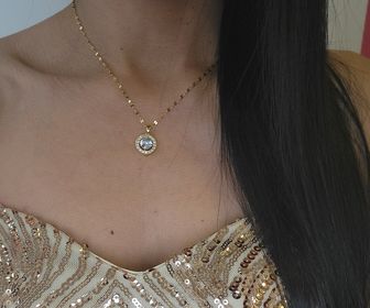 side image for 2021 New Luxury Romantic Crystal Inlaid Round Zircon Pendant Women Necklace Ladies Stainless Steel Jewelry Female Clavicle Chain - 3