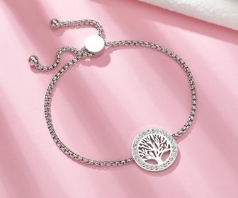 side image for New Stainless Steel Adjustable Heart Tree Bracelets - 1