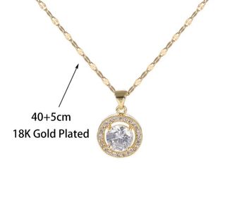 side image for 2021 New Luxury Romantic Crystal Inlaid Round Zircon Pendant Women Necklace Ladies Stainless Steel Jewelry Female Clavicle Chain - 1