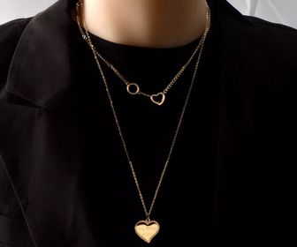 side image for Stainless Steel Gold Color Multi-layer Geometric Necklaces For Women 2021 New Fashion Party Jewelry collares - 1