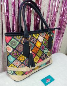 side image for Bolso yute azul pavo - 2