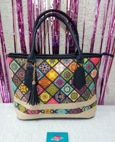 side image for Bolso yute azul pavo - 3