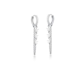 side image for Argola estrelas com corrente prata - 1