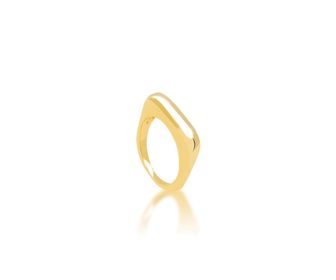 side image for Anel quadrado liso fino  - 1