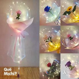 side image for Rosa en globo con luz led - Sin armado - 3