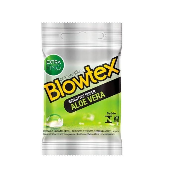 Preservativo Blowtex Extra Fino Aloe Vera pacote com 3 unidades