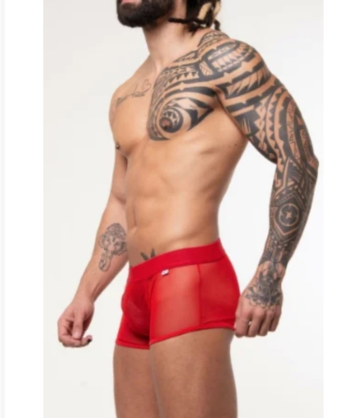 Cueca boxer tule vermelho