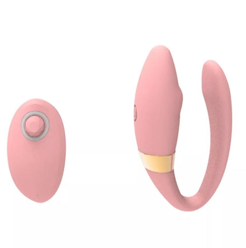 Vibrador de casal recarregável com controle remoto rosa