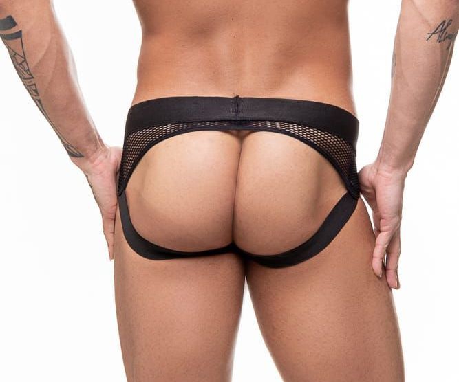 Jockstrap arrastão em suplex preto