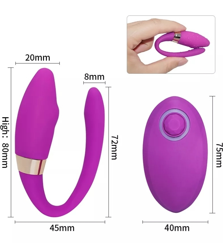 Vibrador de casal recarregável com controle remoto pink