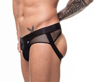 Jockstrap arrastão em suplex preto