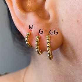 side image for Argola bolinhas dourada G - 1