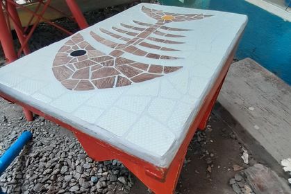 side image for Banquinho peixe mosaico - 1