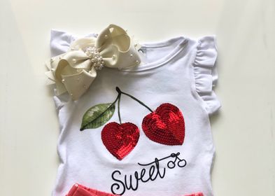 side image for Conjunto bebê com aplicação em lantejoula de coração  - Tamanho G - 1