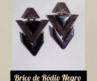 side image for Brinco de Ródio Negro com pedra Onix - 1